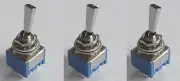 Set of 3- Mini 2-Way Toggle Switch - On-On - For Guitar/Luthier