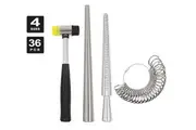 Vivva 36PCS Ring Sizer Guage Set Ring Mandrel Sizer Steel Gauge Rubber Hammer Stick Tool Set Jewelry Making Kit-3 Colours