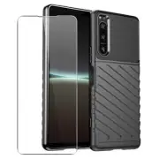 Case for Sony Xperia 5 IV Strong Stripes + Screen Protector Cover Black