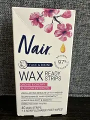 Nair Hair Remover Wax Ready-Strips for Face & Bikini 40 CT ORCHID CHERRY BLOSSOM