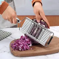 在飛比找momo購物網優惠-【PUSH!】廚房用品不銹鋼切菜器刨紫甘藍絲刨起司切絲磨蓉切