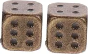 Kisangel 2pcs Vintage Metal Dice Rounded Corner Dices for Table Games Party Props Small Cube Dice for Home Pub Beach and Entertainment