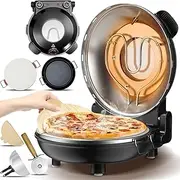 Countertop Pizza Oven Indoor, 12 Inch Electric Pizza Oven Countertop with Pizza Stone Viewing Window Thermometer, Heats up to 420℃, Table Top Pizza Cooker Portable Pizza Maker for Home Patio RV