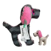 Twoolies Handmade Artisan Wool Puppy Dog Plush Stuffed Animal Mayan 2 Sided