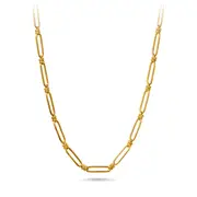 9kt Yellow Gold Silver Infused Paperclip Chain Necklace 45cm