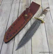 "13 Inch Rite Edge The Plainsman Damascus Bowie Fixed Blade Knife "