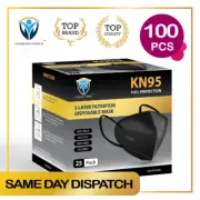 100Pcs KN95 N95 Disposable Face Mask Respirator Protective Masks 5 Layers-Black