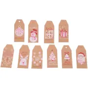 100Pcs 10 Styles Christmas Kraft Present Gift Tags Labels with 100 Feet1320
