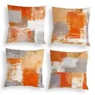 Orange Grey Throw Pillow Covers 18x18 Set of 4 Decorative Cushion Cover Beige