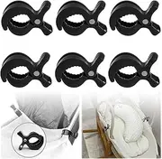 Mumoo Bear Stroller Pegs to Hook Muslin Sun Shade to Canopy, 6 PCS Car Seat Cover Clips, Nursing Cover, Pram Toy Holder, Plastic Universal Clip, Blanket Clamp, Stroller Clips Buggy Accessory (Black)