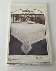 Vintage Vinyl Lace Tablecloth Oval 54" X 72" Town & Country Organdy Lace~NOS