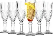 binsakao Champagne Flutes Set of 6 - Champagne Glasses 165 ml - Wine Glassware, Unique Gifts for Wedding Anniversary