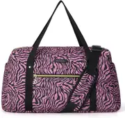 Travel Duffle Bag, BAGSMART Large Weekender Overnight Bag for Women Large Carry On Bag with Laptop Compartment, Shoes Bag (Black), Zebra print, Medium