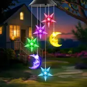 Outdoor Solar Wind Chimes - Moon and Star Decor for Mother's Day Gifts