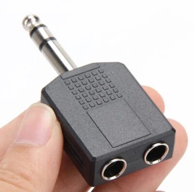 1/4" 6.35mm Male Jack Plug to Dual Female Port Stereo Audio Splitter Adapter AU