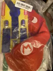 Super Mario Brothers Hat & Suspenders Kids Costume Play Dress Up Etc