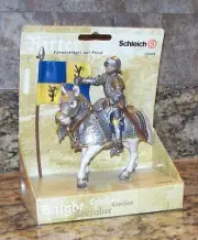 Schleich Standard Bearer Mounted Knight Figurine On White Horse 70008 NIB Blue