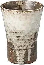 Ash Glazed White Fuki Shochu Cup [3.5 x 4.7 inches (8.8 x 12 cm), 13.5 fl oz (340 cc)] | Free Cup |