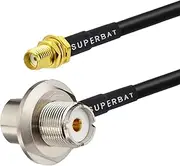 [Superbat] 10ft SMA to SO239 Female Right Angle Bulkhead Mount Coaxial Cable for Wouxun Baofeng Quasheng Linton Kenwood Ham Radio Antenna Adapter