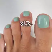 Sterling Silver Lotus Toe Ring, Lotus Ring, Flower Ring, Silver Ring