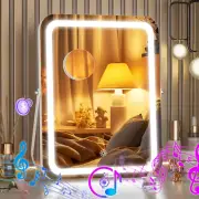 LED Makeup Mirror with Bluetooth Speaker, 12" X 14" Vanity Mirror with Lights, R