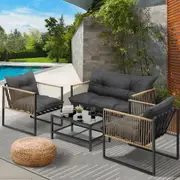 Livsip 4 Seater Outdoor Furniture Setting Garden Patio Lounge Sofa