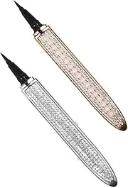 Healvian 2pcs Waterproof Sweat-proof Eyeliner Pen Diamond Glitter Quick Dry Makeup Pen for Women Easy to Apply Smudge for Daily Use