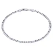 10K White Gold Solid 3.5mm Miami Cuban Link Chain Bracelet 7" 7.5" 8" 8.5" 9"