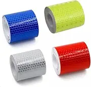 4PCS Rolls of Reflective Warning Tape, Waterproof Reflective Tape Night Safety Stickers, High Visibility Adhesive Vehicles, Clothes, Backpack Safety Reflective Warming Stickers 4 Colors