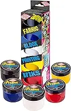 Essdee Fabric bock Printing Ink Primary Colours Set of 5, Black, Blue, White, Yellow and Red, 150ml x5