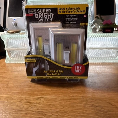 2 Super Bright LED Light switches, Easy PeelnStick - wireless - As seen on TV.