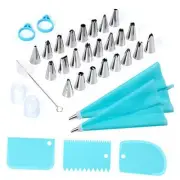 34Pcs Piping Bags and Tips Set, Bake Cake Decorating Kit with 24 Stainless