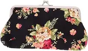 [ANDRESLAD] Vintage Hasp Purse Floral Clasp Closure Wallet Buckle Clutch Bag Sturdy Canvas Floral Wallet
