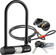 Via Velo Bike Lock for 2 Bikes with Cable Heavy Duty Hard Steel | 11" Bicycle U Lock Shackle with 2 Keys and Weatherproof Lock Set, Bike Lock for Road Bike Mountain Bike Electric Bike Folding Bike