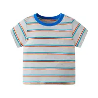 在飛比找蝦皮商城優惠-90-140CM 短袖上衣 童裝童裝夏季兒童短袖T恤條紋休閒