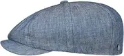 [LIERYS] Vilonia 8 Panel Flat Cap - Mottled Hat - Linen Cap - Linen Cap for Men - Breathable & Stylish - Made in The EU - Spring/Summer, Mottled Blue, L