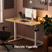 ApexSpace Electric Height Adjustable Standing Desk Ergonomic Sit Stand Up Lifting Table with Hooks Home Office Study Work Computer Desk 120*60CM Oak Colour+White