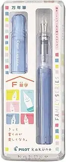 Pilot Fountain Pen Kakuno Family Series Kakuno Papa Clear Blue Fine Point Black Ink FKA-1SR-KPL-F With Kanji LOVE Sticker, 5.15 x 0.59 x 078 in