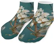 [QMNVBDS] Pale White Flowers Socks Ankle Length Socks Casual Short Socks for Women Men Low Cut Sports Socks Running Socks No Show Socks Ankle Socks Athletic Socks Workout Socks, Style, One Size, Style