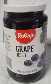 Raley's Concord Grape Jelly 18 Oz (Pack of 4) Packed in Glass Jars FREE SHIP