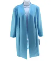 Peter Nygard Jacket Open Front Spring Romance 7SR Spa Blue Missy Size 12 New NWT