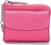 [SKUZA] Wallet,Card Bag,Genuine Leather Lichee Pattern Zipper Wallet Purse Mini Fashion Leisure Solid Color Female Ladies Women Card Holder Portable (Color : Green) (Purple)