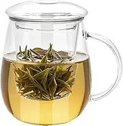 Arefen Clear Glass Tea Infuser Mug with Strainer and Lid 500ml Steeper Tea Cup for Loose Tea Cute Mushroom Gift Tea Mugs for Women Tea Lovers Dad Grandpa