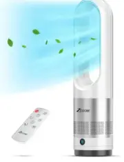 22" Tower Fan for Bedroom, Bladeless Fan with Remote, 8 Speeds