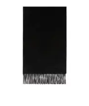 Cashmere stole with embroidery and fringing One size black