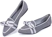 BEJINASH Women's Loafer Flats Casual Knit Fabric Lightweight Dressy Shoes Washable Elegant Pointed-Toe lace-up Bow Shoes Comfortable Ballet Shoes for Women Perfect for Daily