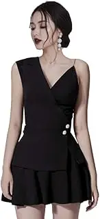 [GOODLUKE] Women Irregular Shirt + Skirt, Elegant Bare Shoulder Sling Suit for Wedding Party Cocktail Prom Night Club Garden Reception