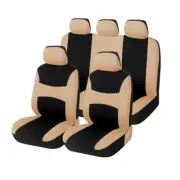 Car Seat Covers Polyester Fabric Protector Cushion Beige 9Pcs Full Set Accessory (for: Mitsubishi)