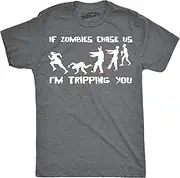 Crazy Dog T-Shirts Mens If Zombies Chase Us I'm Tripping You Funny Halloween Undead Tshirt for Guys (