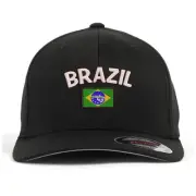 Brazil flag embroidered flexfit flex fit baseball cap, National flag cap